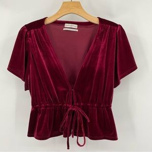 Urban Outfitters Burgundy Velvet Blouse